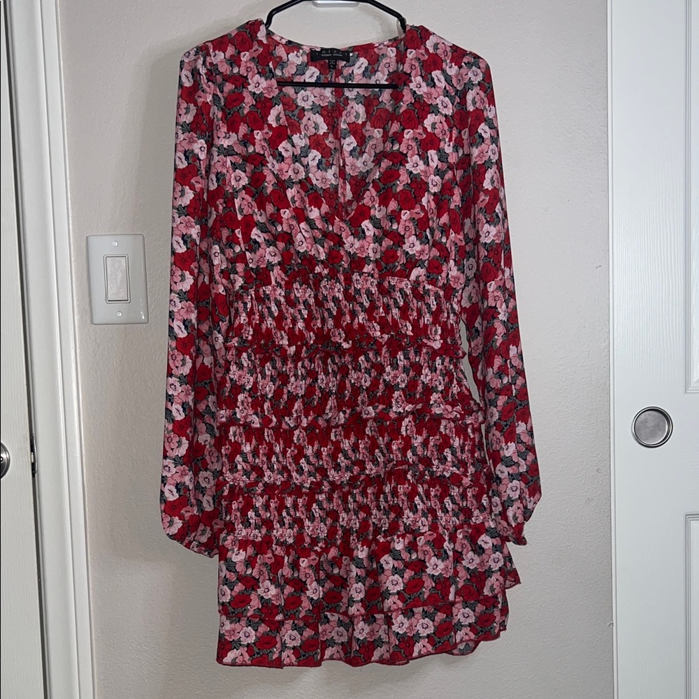 Trixxi Red Floral Long Sleeve Dress (Torn)